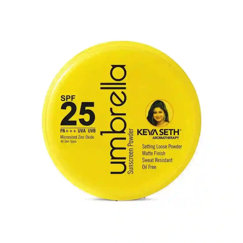 Umbrella Sunscreen Powder SPF 25 with PA+++ UV Protection, Sweat Resistant Formula, Micronized Zinc Oxide for Oily Skin - Keya Seth Aromatherapy