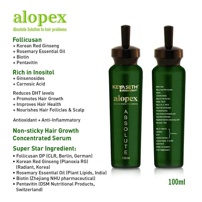 Absolute Hair Growth Serum Treatment Kit–Shampoo & Solution with Biotin, Rosemary & Ginseng - Keya Seth Aromatherapy