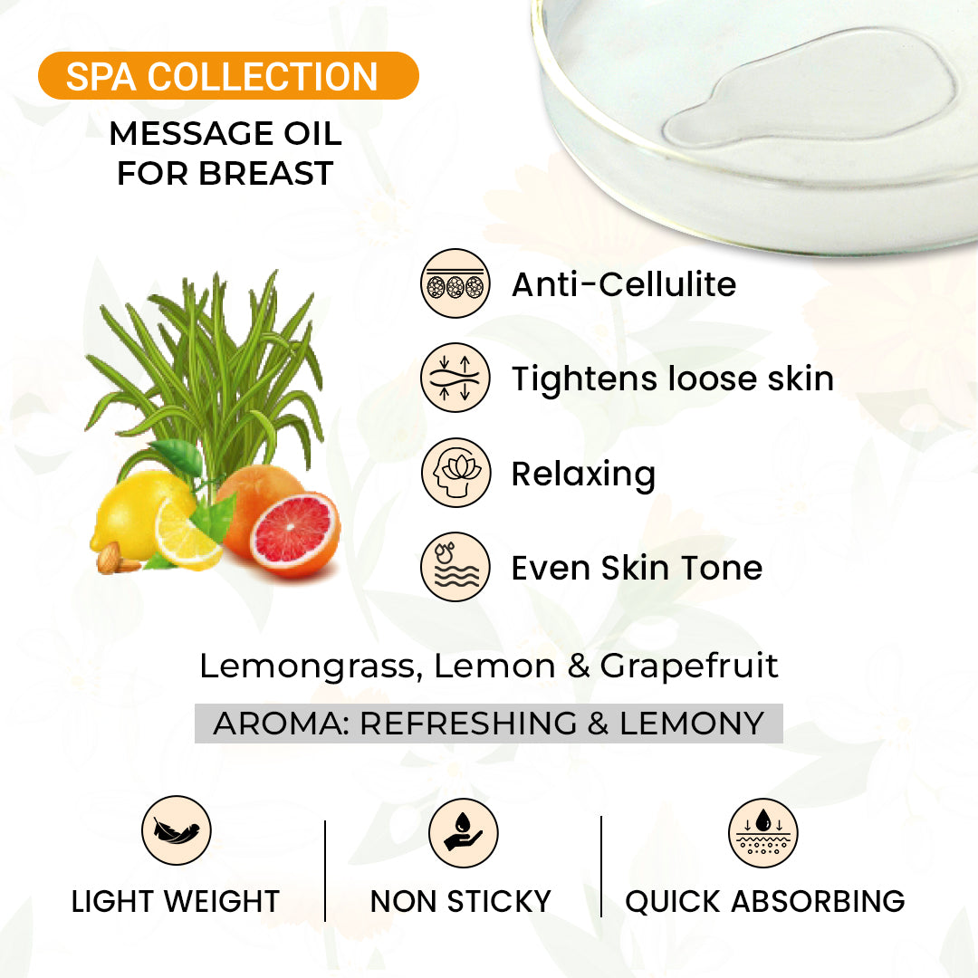 Slimming & Toning Breast Massage Oil - Anti-Cellulite, Tightens Loose Skin, Relaxing - Keya Seth Aromatherapy