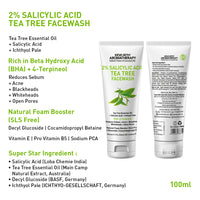 Daily Skincare Routine for Oily & Acne-Prone Skin - 2% Salicylic Acid Tea Tree Facewash & Serum with BHA, Vitamin E & B5 + 2% Pentavitin Moisturizer + 1% Hyaluronic Acid Sunscreen SPF 30 - Keya Seth Aromatherapy