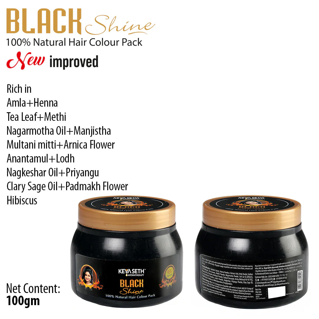 Complete Hair Colour Combo - Black Shine Oil & Black Shine Pack, Natural Dye, Long-Lasting, Nourishes & Protects, Men & Women