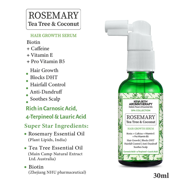 Hair Loss Repair Kit: Rosemary Tea Tree Coconut Oil, Biotin Shampoo, Keratin Mask & Growth Serum for Stronger, Thicker & Healthier Hair - Keya Seth Aromatherapy