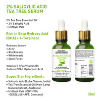Daily Skincare Routine for Oily & Acne-Prone Skin - 2% Salicylic Acid Tea Tree Facewash & Serum with BHA, Vitamin E & B5 + 2% Pentavitin Moisturizer + 1% Hyaluronic Acid Sunscreen SPF 30 - Keya Seth Aromatherapy