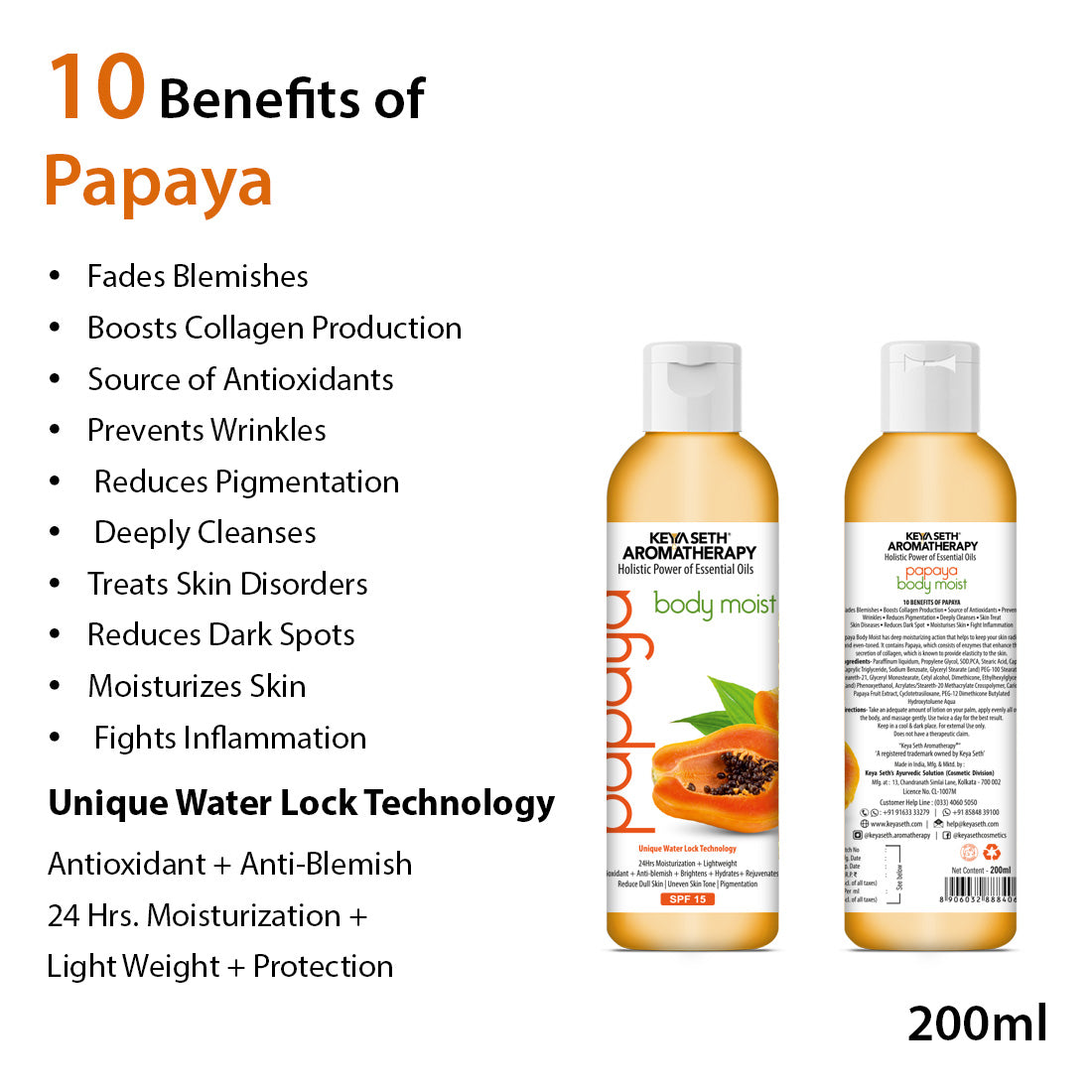 Papaya Skincare Routine for Aging Skin – Facewash, Cream & Body Moist, Scrub, SPF 60 to Cleanse, Exfoliate, Hydrate & Protect - Keya Seth Aromatherapy
