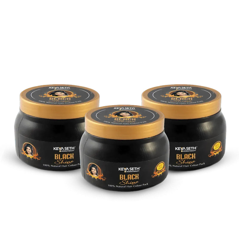 Black Shine Hair Pack Natural Hair Colour, Dye with Ayurvedic Herbs, Men & Women - Keya Seth Aromatherapy