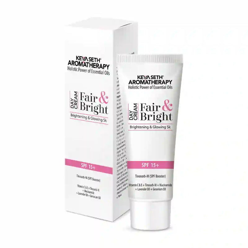Fair & Bright Day Cream SP15+, Skin Brightening & Whitening, with Vitamin C, B3 & B6 Moisturizer with Lavender & Geranium Essential Oil - Keya Seth Aromatherapy