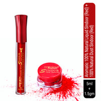100% Natural Aromatic Liquid & Dust Red Sindoor 1Pcs Combo with Floral Pigments - Keya Seth Aromatherapy
