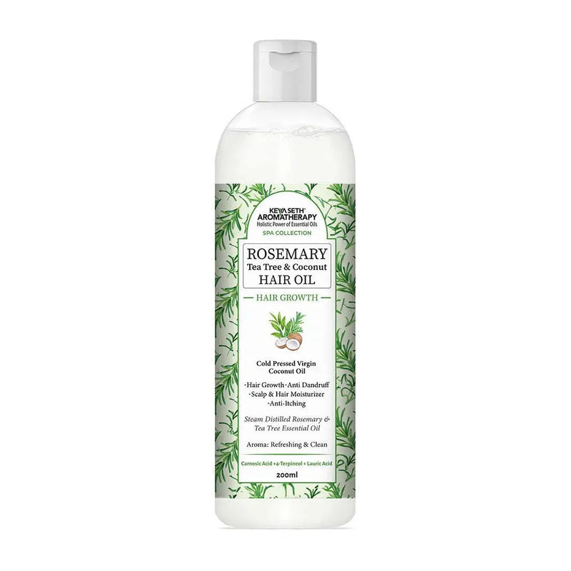 Rosemary Tea Tree Coconut Hair Oil, Hair Growth Anti Dandruff & Itching Nourishment & Moisturizer, Distilled Essential Oil - Keya Seth Aromatherapy
