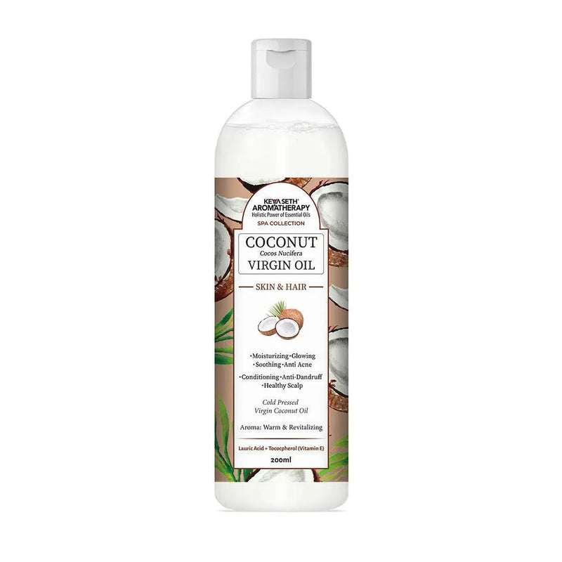 Virgin Coconut Oil, Skin & Hair, Cold Pressed, Moisturizing, Glowing, Soothing Nourishment Anti Dandruff, Rich in Lauric Acid & Vitamin E - Keya Seth Aromatherapy