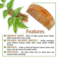 Free 3-in-1 Neem Wooden Comb Small Size - Keya Seth Aromatherapy