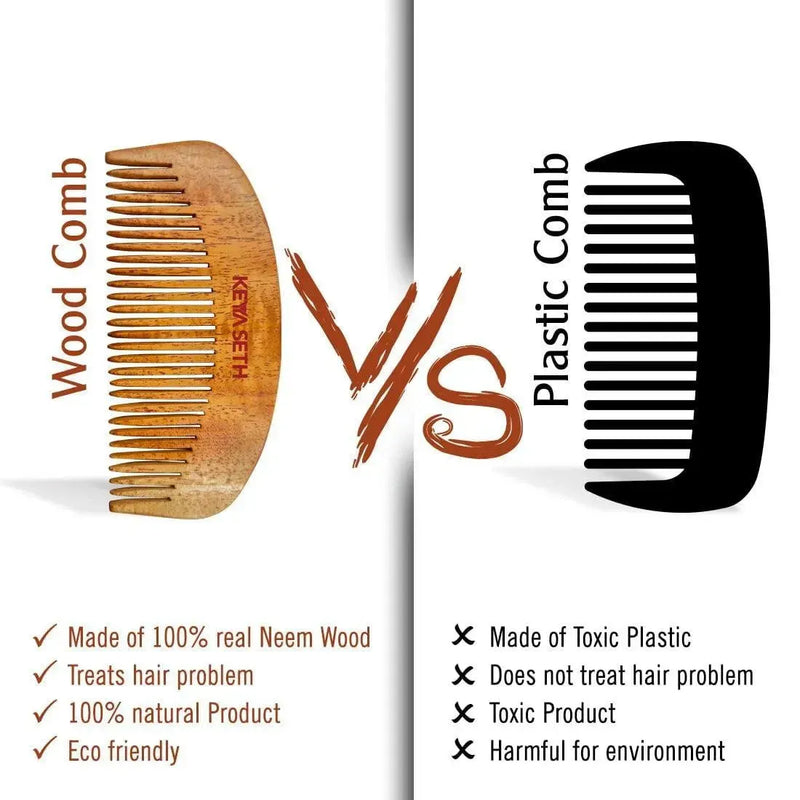 Free 3-in-1 Neem Wooden Comb Small Size - Keya Seth Aromatherapy