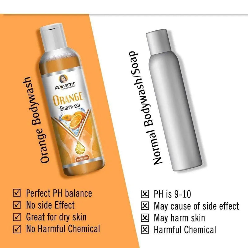 Orange Bodywash with Orange Essential Oil & Vitamin C for Dry Skin – Refreshing, Hydrating Skin Conditioner - Keya Seth Aromatherapy