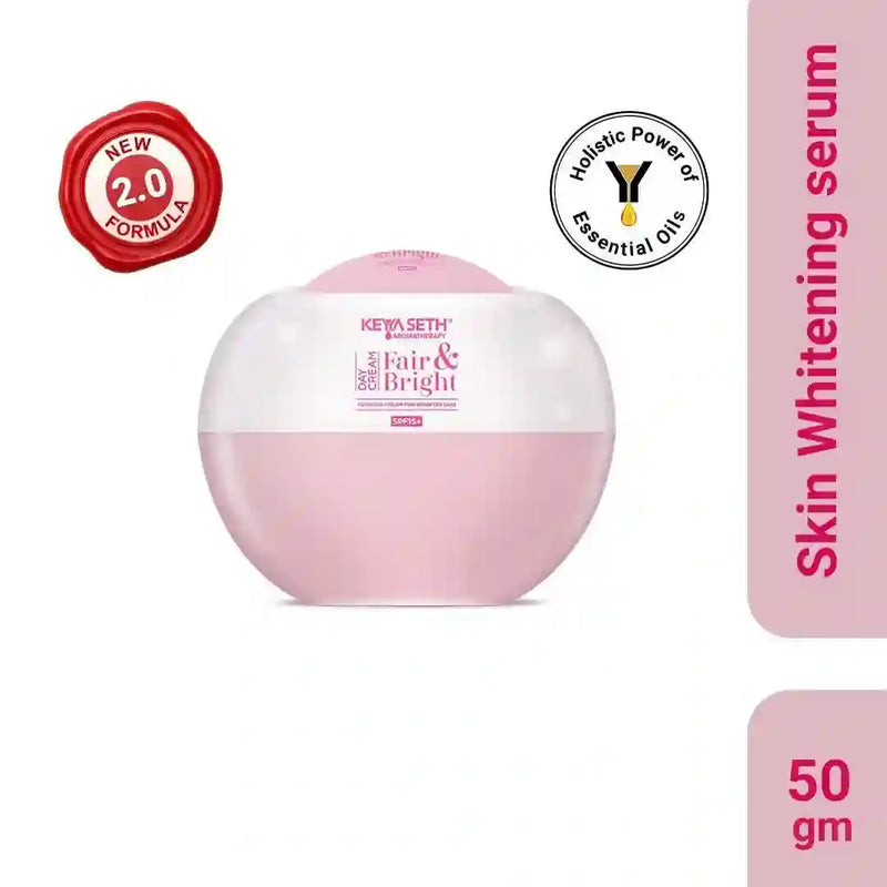 Fair & Bright Day Cream SP15+, Skin Brightening & Whitening, with Vitamin C, B3 & B6 Moisturizer with Lavender & Geranium Essential Oil - Keya Seth Aromatherapy